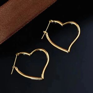 Xinfly 18K <b>Solid</b> Gold <b>Hoop</b> Drop Dangle <b>Earrings</b> Loving Heart Charm Jewelry - Product Image 5