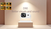 Mini projecteur intelligent D90, compatible 720P, Android 13, 170 lumens ANSI, home cinéma, projecteur LED de poche LCD