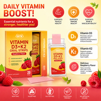 OEM ODM Bandes orales de Vitamine D3 + K2 saveur framboise pour la santé musculaire et osseuse, complément nutritionnel personnalisé