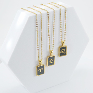 Zogxin <b>Constellation</b> Pendant <b>Necklace</b> 18K Gold Plated Black Inlay For Women Fashionable Daily Wear Gift Jewelry - Product Image 2