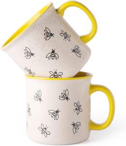 Grandes tasses à café en céramique, tasses à soupe surdimensionnées avec grande poignée pour hommes femmes papa <span class=keywords><strong>maman</strong></span>, grande <span class=keywords><strong>tasse</strong></span> avec abeilles texturées - Product Image 1