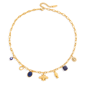 J & D autunno inverno impermeabile in acciaio inossidabile 18K PVD placcato in oro a forma di U Lapiz <span class=keywords><strong>collana</strong></span> di <span class=keywords><strong>ape</strong></span> occhio di pesce - Product Image 6