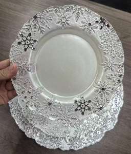 Assiettes de présentation en verre de haute qualité, motif neige de Noël blanc, pour mariages et décoration intérieure, technique gravée - Product Image 3