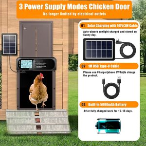 Modern Automatic Chicken Coop <b>Door</b> Aluminum Electric <b>Door</b> Opener LCD Screen Timer Light <b>Sensor</b> Remote Control 4 Working Modes - Product Image 2