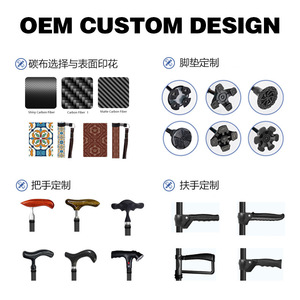 Canne pliante en fibre de carbone avec motif imprimé, bâton de marche portable pour personnes âgées - Product Image 4
