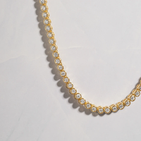 Collier Tennis Moissanite en Argent Sterling 925 Plaqué Or 18K avec Moissanite Sertie Clos de Marge 2mm 3mm