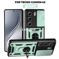Lichicase Coque de Lancement Blindée avec Fenêtre Coulissante pour Protection d'Objectif Complète et Anneau pour Tecno Camon 40 Pro