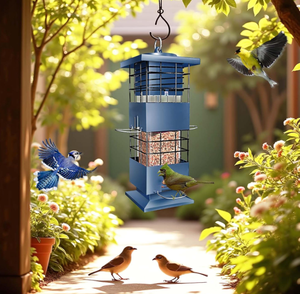 Mangeoire à oiseaux de style tendance en gros, anti-écureuil, suspendue en extérieur, 3 lb, en métal lourd, pour oiseaux sauvages, printemps, été, automne, hiver - Product Image 1