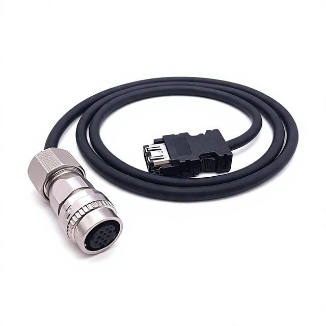 Custom DC MR-J3ENSCBL20M-H Servo Encoder Cable Mitsubishi MR-J3 Series Motor Circular Connector Signal Wire Harness