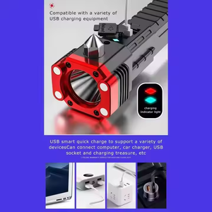 Multifunctional Rechargeable Car Safety Flashlight Aluminum Alloy Strong Magnet <strong>Shock</strong> Device USB Emergency Life-Saving <strong>Torch</strong> - Product Image 3
