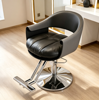 Fauteuil de Barbier Moderne et Élégant Incurvé, Réglable en Hauteur Hydrauliquement, Pivotant à 360°, pour Salon de Coiffure et Institut de Beauté