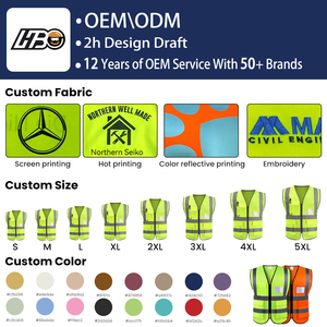 HBC Custom LOGO Multi Pockets Hi Vis Reflective Breathable Workwear Motorcycle Reflective Safety <strong>Vest</strong> - Product Image 3