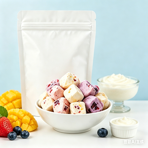 Cubes de yaourt lyophilisé à marque privée OEM avec morceaux de fruits, probiotiques actifs, collations saines pour enfants, bouchées de yaourt FD - Product Image 1
