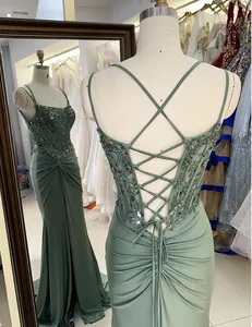 Оптовая продажа, длинное платье-Русалка с вышивкой и блестками, с узлом, 2025