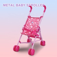 Poussette de poupée pliable en métal rose de haute qualité pour enfants, jeux de rôle filles chariot de poupée semblant jouer jouet-12 pièces/PDQ