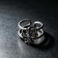 Bagues ouvertes ajustables empilables en argent plaqué 925, style punk gothique, motif floral sculpté, vintage et antique