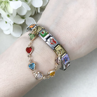 Bracelet à breloques italien en acier inoxydable plaqué or tendance pour femmes, chaîne à maillons, pendentif, breloque œil, bracelet italien, bijoux cadeaux