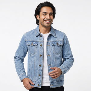 Wholesale Autumn Winter European Siz Men's <b>Denim</b> Jacket Cotton Slim Jacket Men's <b>Denim</b> <b>Coats</b> Clothing - Product Image 1