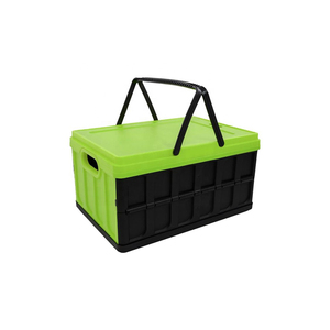 Cheap handle plastic crates wholesale collapsible fruits and vegetables crate with lid