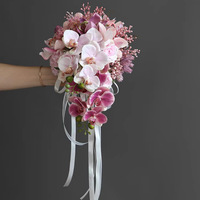 LANJO Bouquet de fleurs artificielles réalistes en tissu, style goutte d'eau, pour mariage, Noël, mariée, étanche, fait main, pour photographie