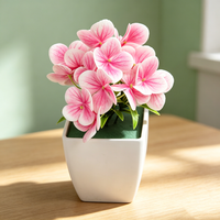 Mini Hortensia Artificiel Haut de Gamme Style Nordique en Pot – Fleur en Soie Faite Main Réaliste, Légère et Douce – Bonsaï de Noël