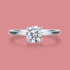 Anillo de moissanita brillante redondo con cuatro piedras, ajuste de garra, Plata de Ley S925, color D, anillo de moissanita, joyería para mujer, anillo de promesa - Product Image 6