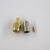 Conector Coaxial RF SMA de Polaridad Inversa, Conector Macho de Crimpado para Cable RG58