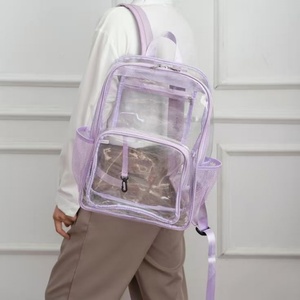 PVC Wholesale Custom Clear Safety <b>Backpack</b> TSA Stadium Safety <b>Backpack</b> Transparent Double Pockets <b>Backpacks</b> for <b>Women</b> Men - Product Image 4