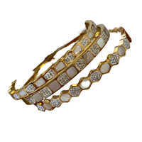 Bracelet tendance pour femme, en acier inoxydable massif, plaqué or 18 carats, anti-ternissement, avec zircon en forme de losange et de serpent