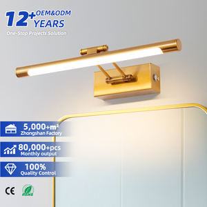 Applique murale LED en laiton moderne et simple, lumière chaude, étanche, éclairage de vanité pour salle de bain, hôtel, prix de gros d'usine - Product Image 1
