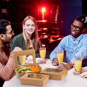 Contenedores de Alimentos Kraft para Llevar con Ventana de Papel, Cajas de Pastelería para Catering, <span class=keywords><strong>Caja</strong></span> de Cartón Desechable para Almuerzo - Product Image 6