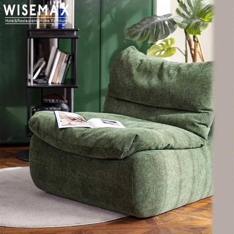 WISEMAX escandinavo sala de estar muebles de tela solo Boucle piso asiento sofá tatami comodidad sofá sala de estar tumbona