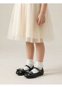 여아용 블랙 메리 제인 플랫 슈즈, 라인스톤 리본 & 버클 스트랩-여름 휴가 학교 공주 파티 드레스 슈즈 - Product Image 6