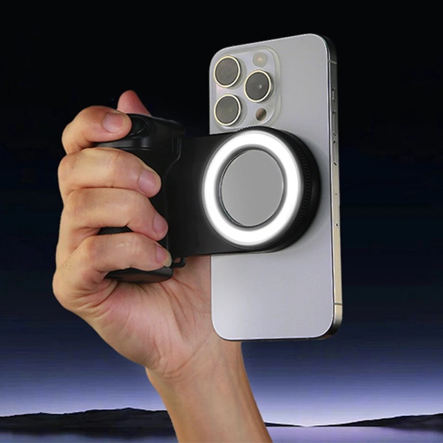 Magnetic Camera Handle Phone Grip Photo Bracket Anti-shake Selfie Device for iphone Android Wireless Charging with Fill Light