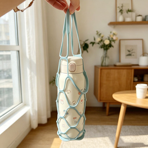 Silicone Factory Supply 2 in 1 Silicone Water Bottle Carrier BPA Free Food Grade Silicone Trivet <b>Mat</b> Silicone Cup Holder - Product Image 5