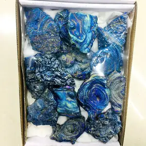 Set Kotak Kristal Penyembuhan Alami Elektro Malaikat Pelangi Aura Brasil Batu Akik Geode Warna Batu Kristal Penyembuhan