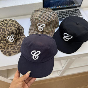 Gorra Retro de Lona con Estampado de Leopardo Azul Marino, Bordado de Letras a Cuadros, Estilo Urbano Unisex, Primavera Otoño - Product Image 2