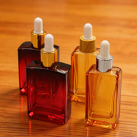 Flacons compte-gouttes en verre personnalisés de luxe, forme carrée, 10 ml, 15 ml, 30 ml, 50 ml, 100 ml (1 oz, 3 oz), pour sérum facial et huile essentielle pour barbe