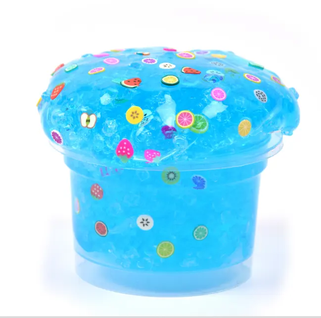 Slime bleu clair avec fruits Fimos doux et non toxique cristal boue Slime soulagement du Stress pour les cadeaux d'anniversaire des enfants