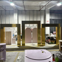 Arche de toile de fond carrée dorée de luxe en PVC en forme de porte pour décoration de mariage, réception et événements
