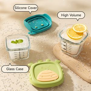 Vente en gros Boîte à lunch transparente Récipient de stockage des aliments en verre imprimé d'animaux pour enfants Bol à <span class=keywords><strong>repas</strong></span> complémentaire pour enfants 0-12 <span class=keywords><strong>mois</strong></span> - Product Image 2