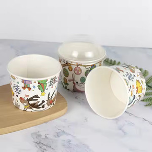 Tùy chỉnh in dùng một lần duy nhất tường Cốc giấy thân thiện với môi <span class=keywords><strong>Ice</strong></span> <span class=keywords><strong>Cream</strong></span> Bowl với nắp đậy cho nghề thực phẩm và đồ uống - Product Image 2