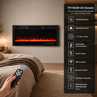 Cheminée électrique intelligente Tuya WiFi ultra-mince de 42 pouces, 1500W, à montage mural intégré, pour intérieur moderne, fabriquée en Thaïlande
