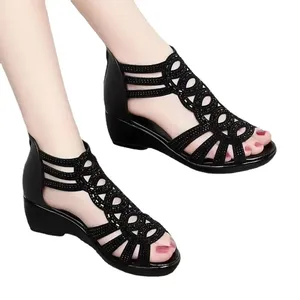 Sandalias Romanas de Verano para Mujer, de Cuero Suave, con Plataforma de Cuña, Diseño de Moda, Zapatos Casuales para Exteriores - Product Image 2