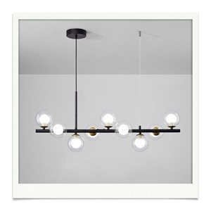 Lustre suspendu en verre nordique moderne, plusieurs têtes, plafonnier gris fumé pour salle à manger - Product Image 1