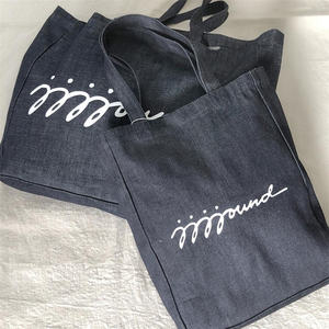 2025 Customized Logo Canvas <b>Jeans</b> Tote Bag for <b>Women</b> 24-Inch <b>Soft</b> Cotton Shopping Tote with Pocket & Magnetic Beach Bag Design - Product Image 3