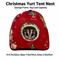 Nouvelle Tente Yurt de Noël en Coton pour Petaurs et Hamsters - Nid Suspendu avec Cadre en Éponge, Cache-cache pour Cage, Clip Métallique, Capacité de Charge 1kg