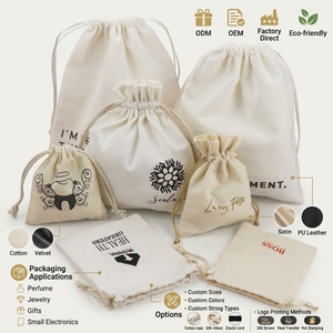 Bolsa de Algodón Natural con Cordón, Logotipo Impreso Personalizado, Ecológica, Bolsa Pequeña para Regalos, Joyería, Cosméticos, Café - Product Image 3