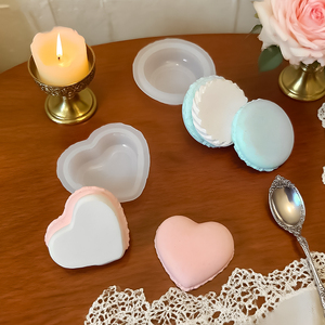 DM1266 <span class=keywords><strong>Moule</strong></span> en Silicone DIY Rond <span class=keywords><strong>Macaron</strong></span> Biscuit Sandwich Cœur Joli Gâteau pour Pâtisserie et Bougies Décoration Maison - Product Image 2
