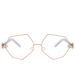 Maidis Hexagonal Eyeglasses Frames Gold Pearl Nose Pads Women Fashionable Full Frame Glasses - Product Image 2